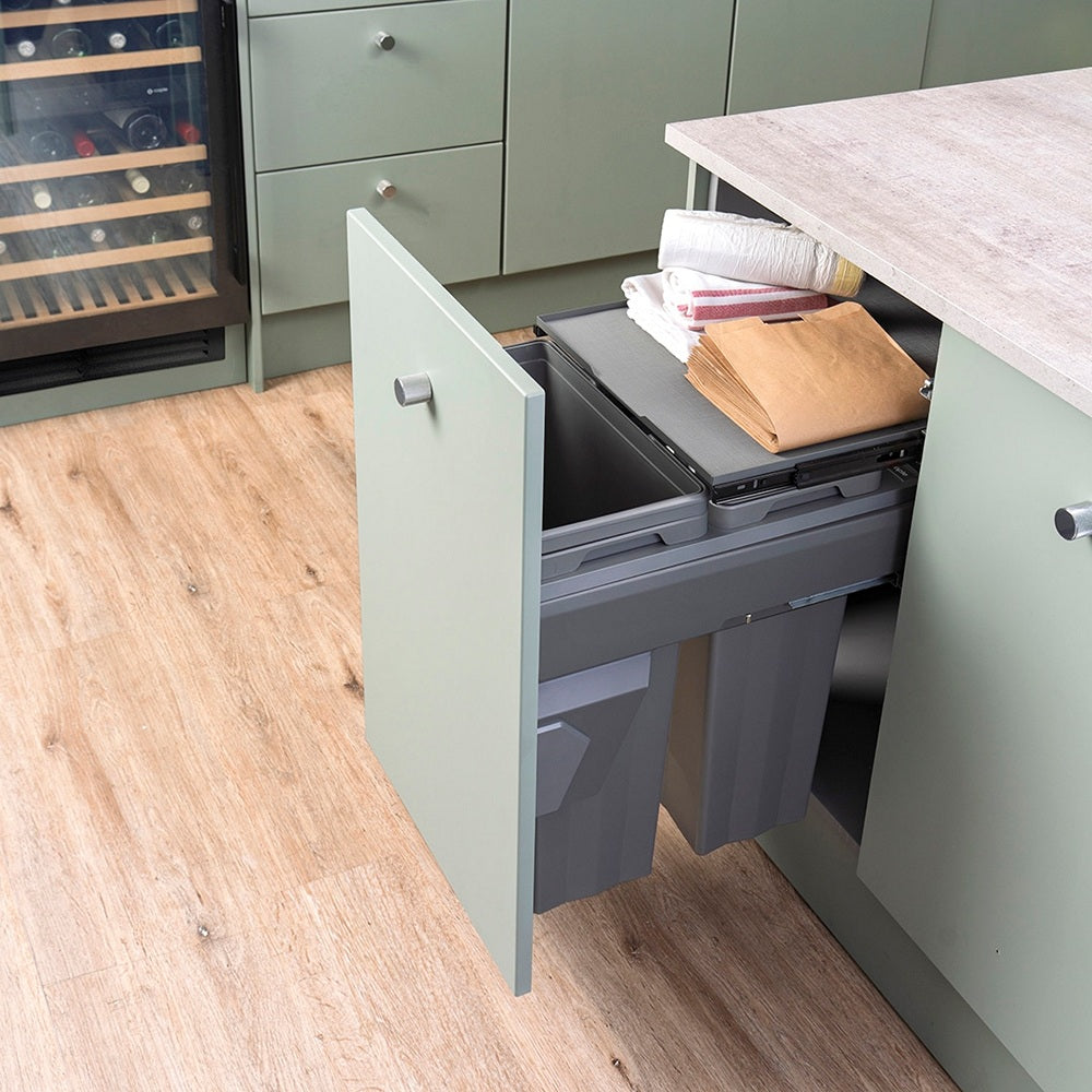 Caple Side/Decor Mounted 66L (2x33L) Dual Kitchen Waste Bin for 450mm Cabinets