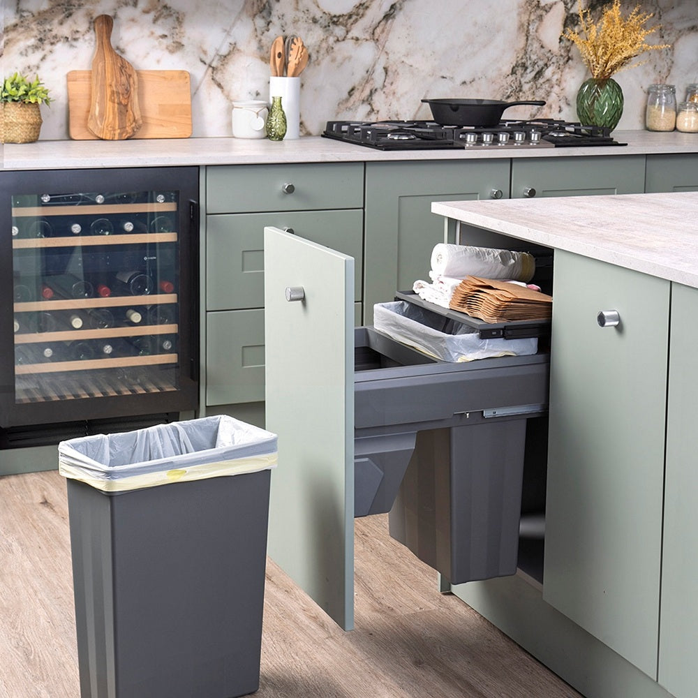 Caple Side/Decor Mounted 66L (2x33L) Dual Kitchen Waste Bin for 450mm Cabinets