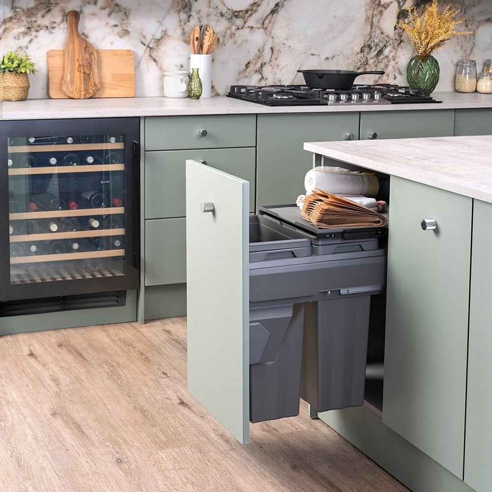 Caple Side/Decor Mounted 66L (2x33L) Dual Kitchen Waste Bin for 450mm Cabinets
