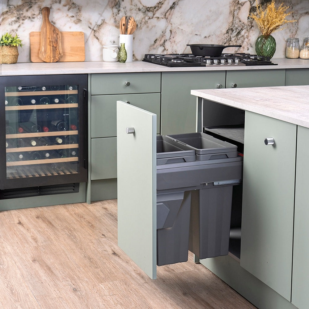 Caple Side/Decor Mounted 66L (2x33L) Dual Kitchen Waste Bin for 450mm Cabinets