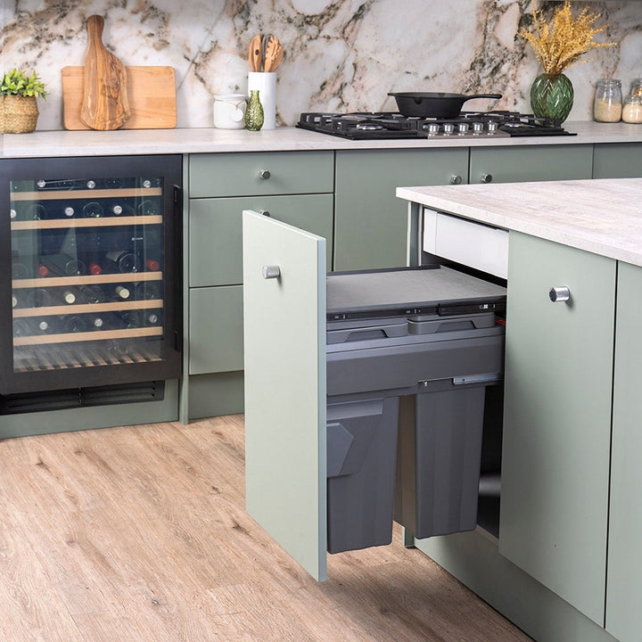 Caple Side/Decor Mounted 66L (2x33L) Dual Kitchen Waste Bin for 450mm Cabinets