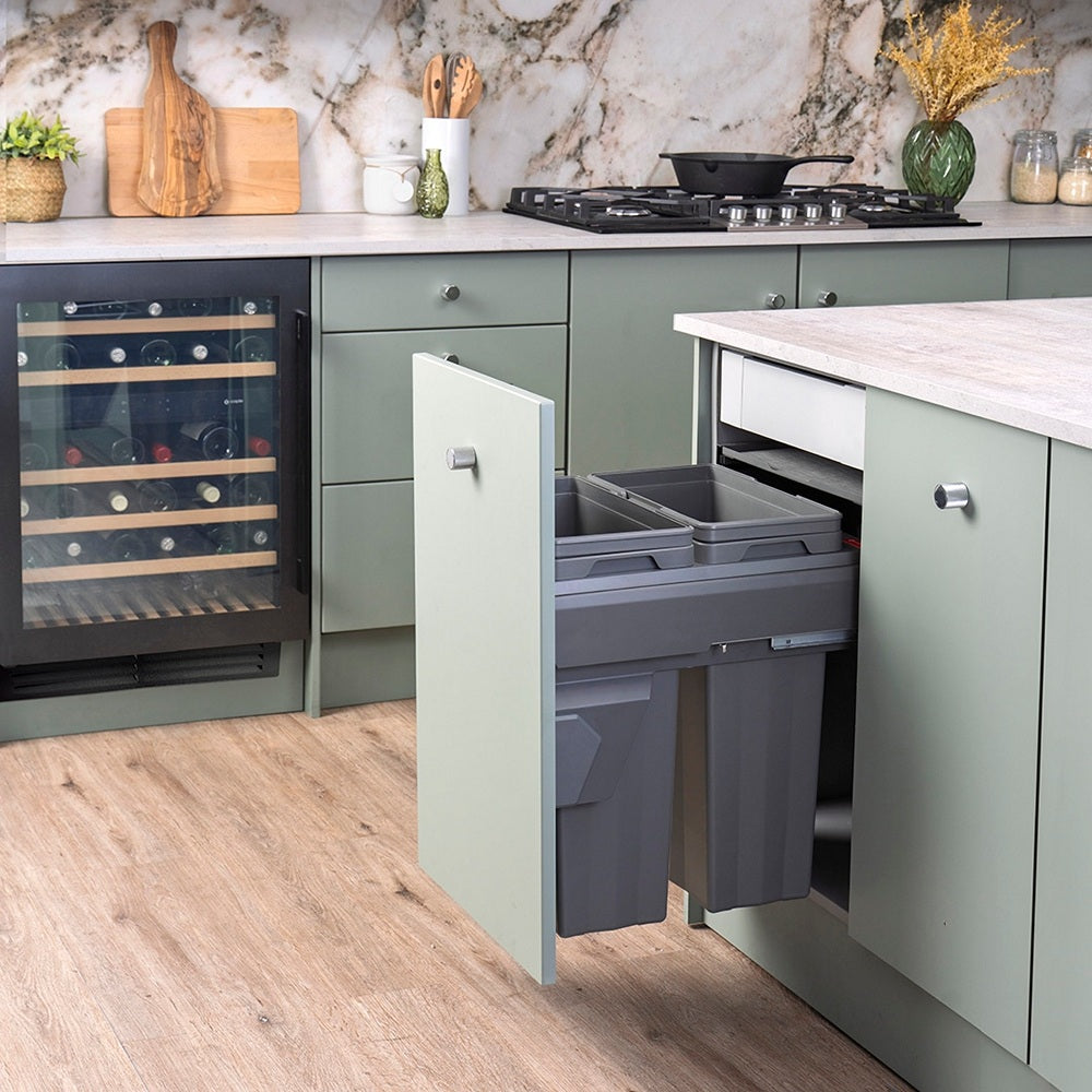 Caple Side/Decor Mounted 66L (2x33L) Dual Kitchen Waste Bin for 450mm Cabinets