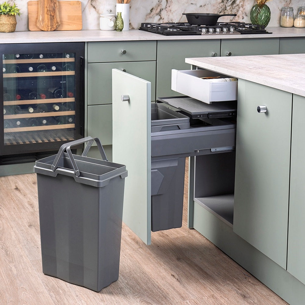 Caple Side/Decor Mounted 66L (2x33L) Dual Kitchen Waste Bin for 450mm Cabinets