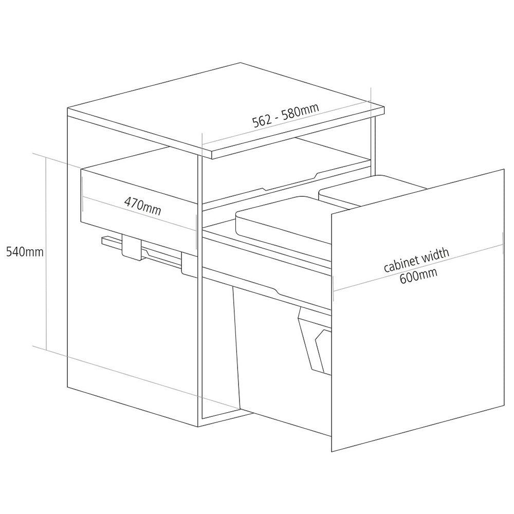 Caple Side/Decor Mounted 66L (2x33L) Dual Kitchen Waste Bin for 600mm Cabinets5402