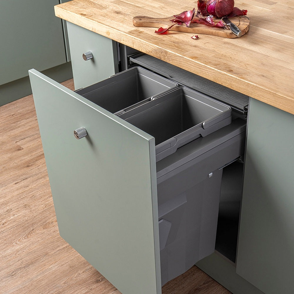 Caple Side/Decor Mounted 74L (2x37L) Dual Kitchen Waste Bin for 600mm Cabinets