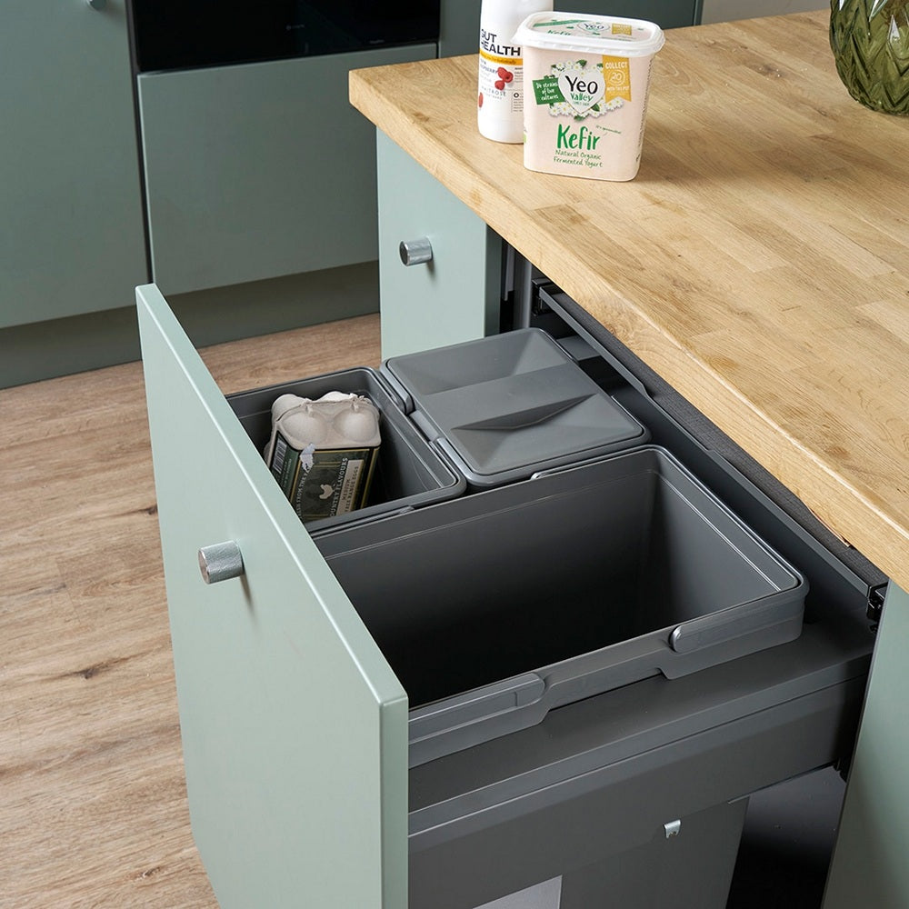 Caple Side/Decor Mounted 69L (1x37L 2x16L) Triple Kitchen Waste Bin for 600mm Cabinets