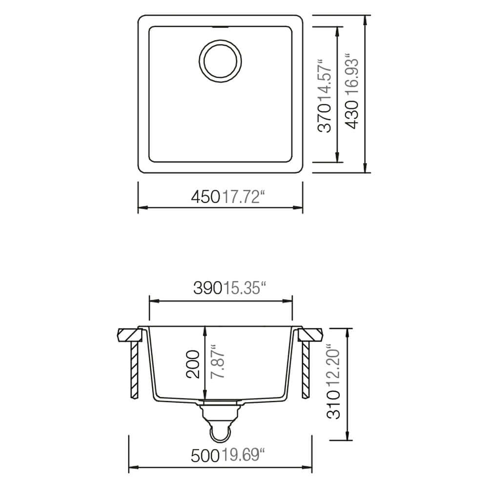 Schock Quadro N 100S 1.0 Bowl Undermount Granite Kitchen Sink & Waste