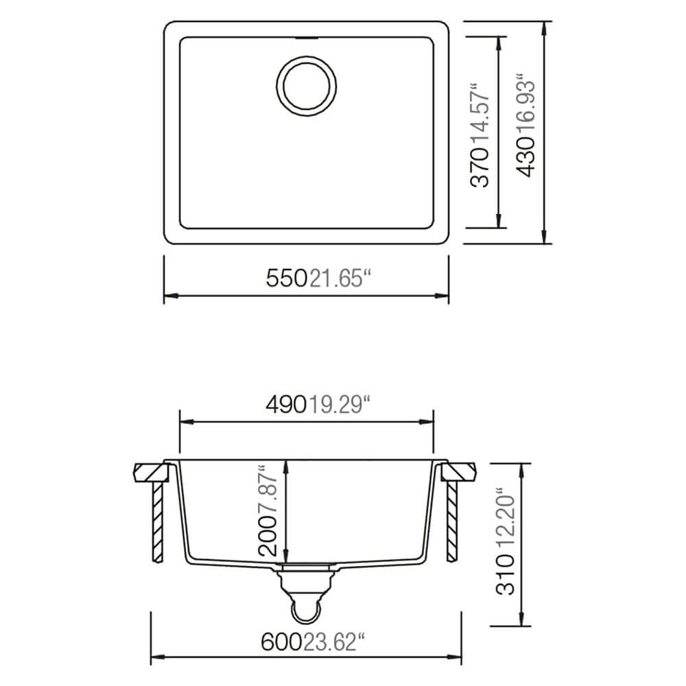 Schock Quadro N 100 1.0 Bowl Undermount Granite Kitchen Sink & Waste