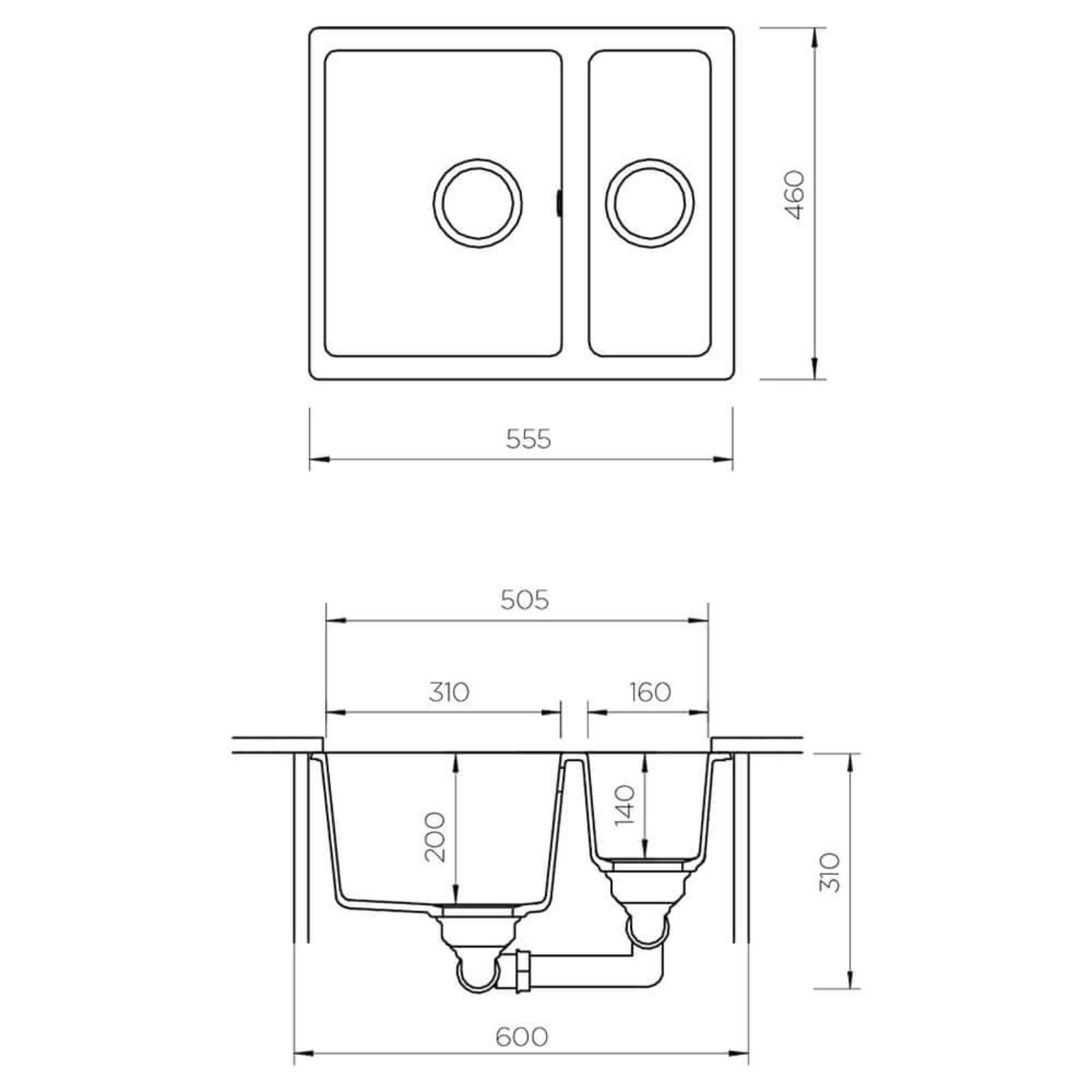 Schock Quadro N 150Y 1.5 Bowl Undermount Granite Kitchen Sink & Waste