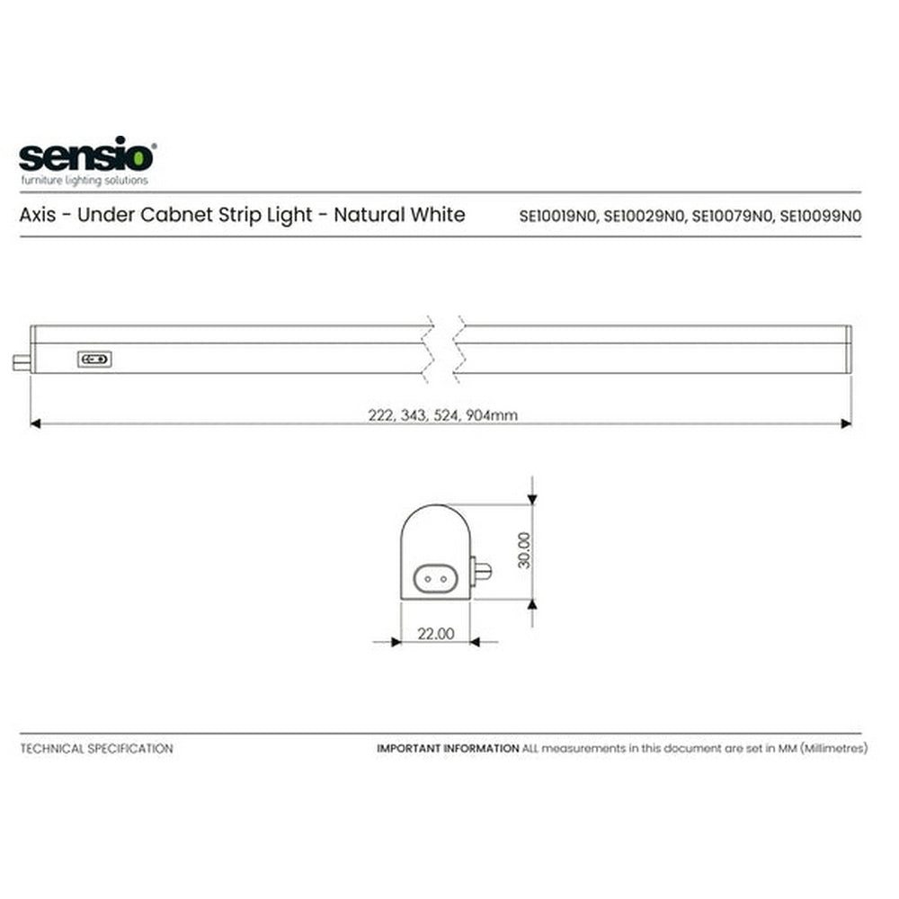 Sensio Axis 904mm Natural White Single Strip Light SE10099N0