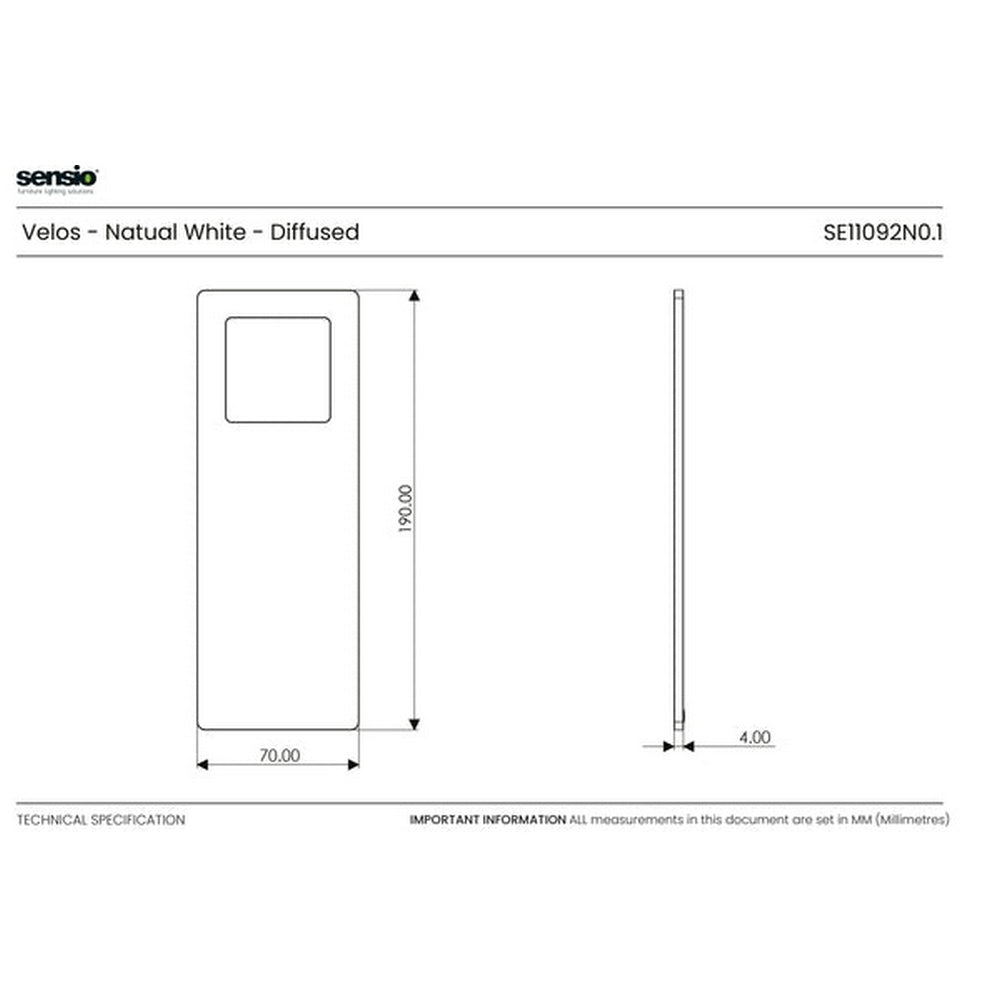 Sensio Velos Natural White Slimline LED Under Cabinet Light SE11092N0.1