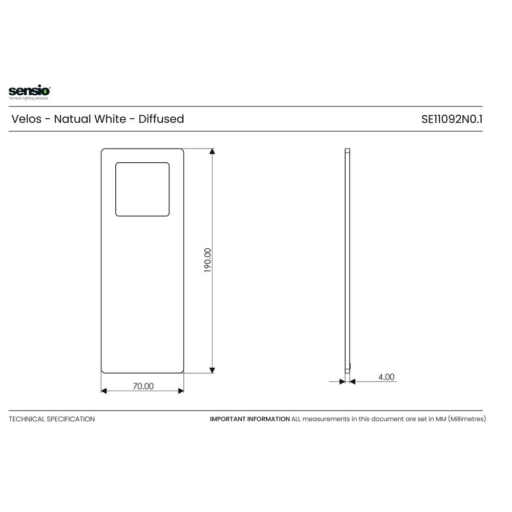 Sensio Velos Natural White Slimline LED Under Cabinet Light - 3 Light Kit Inc Driver SE11092N3.1