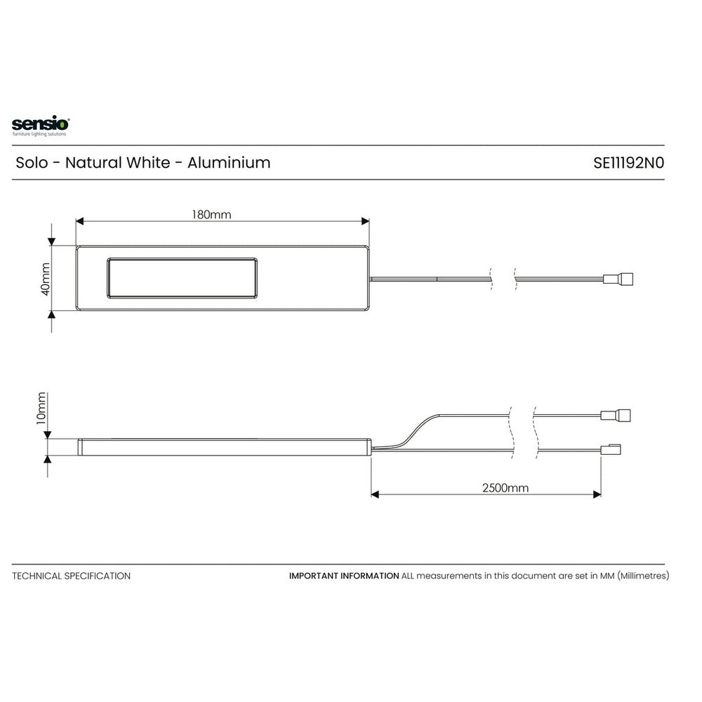 Sensio Solo Natural WhiteLED Under Cabinet Light & Driver Set SE11192N3