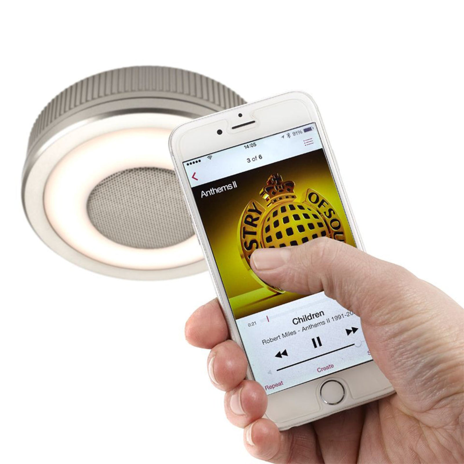 Sensio SensioSound Illuminated Cool White LED Light with Bluetooth Speaker SE21090C0