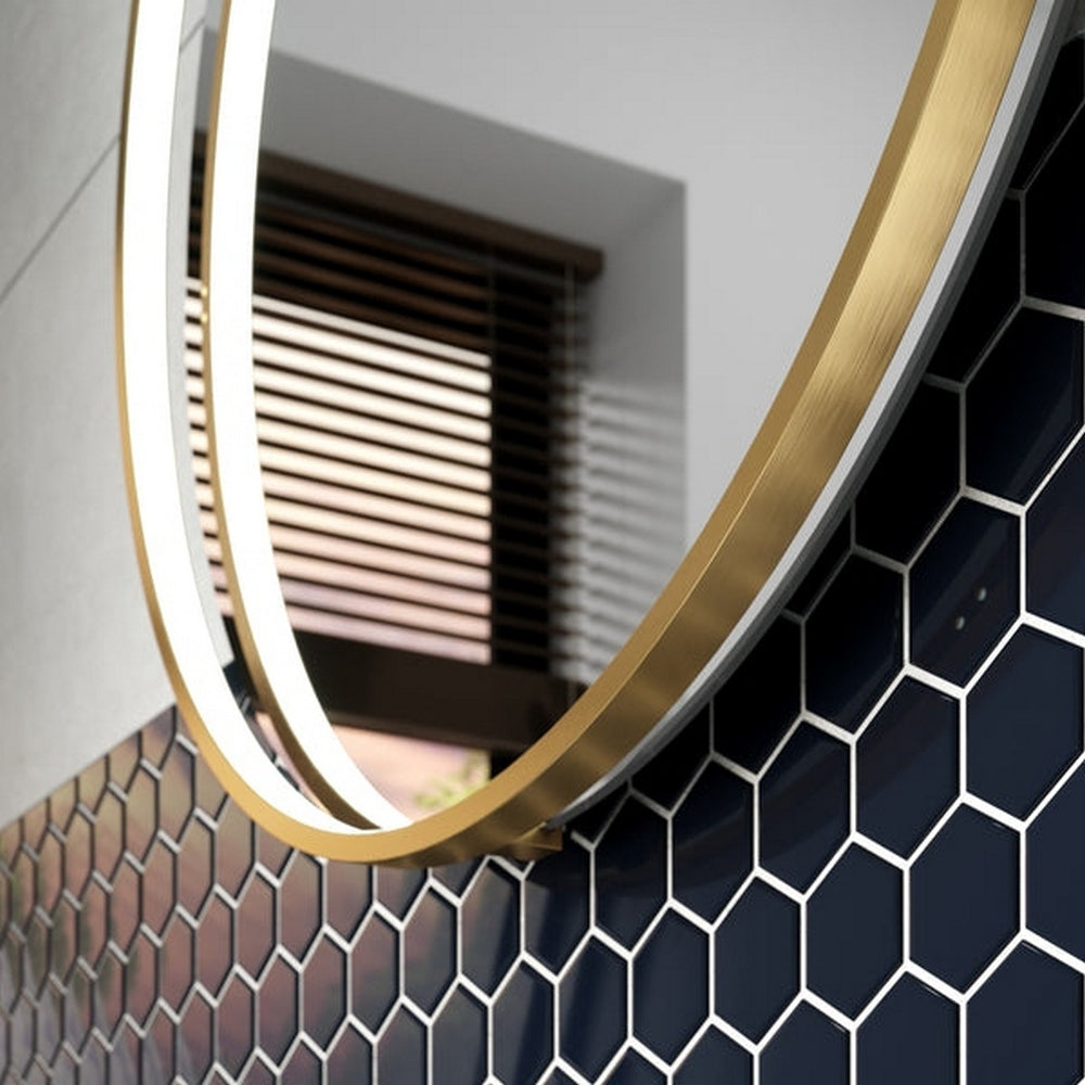 Sensio Aspect Round Brushed Brass Illuminated LED Mirror SE30095C0