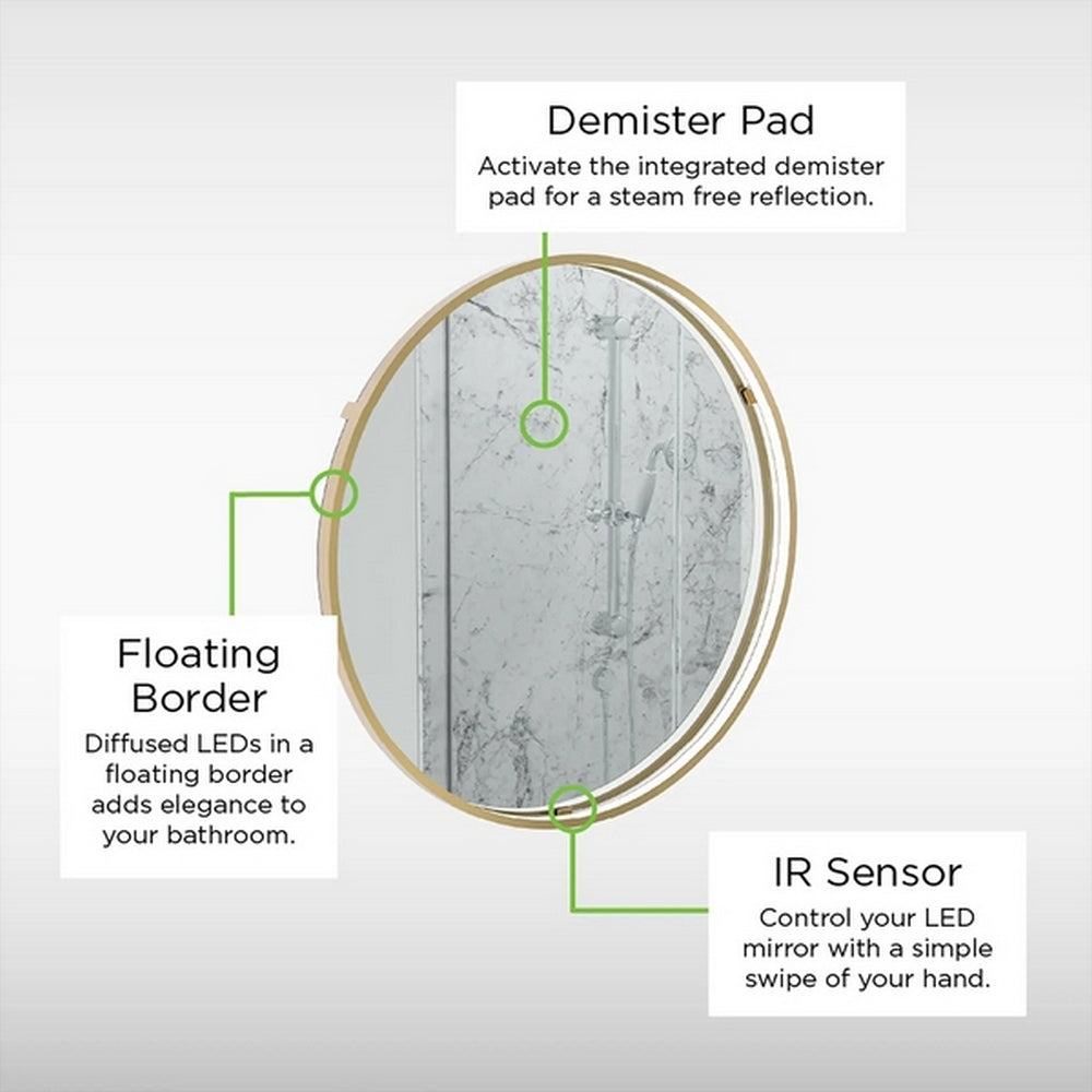 Sensio Aspect Round Brushed Brass Illuminated LED Mirror SE30095C0