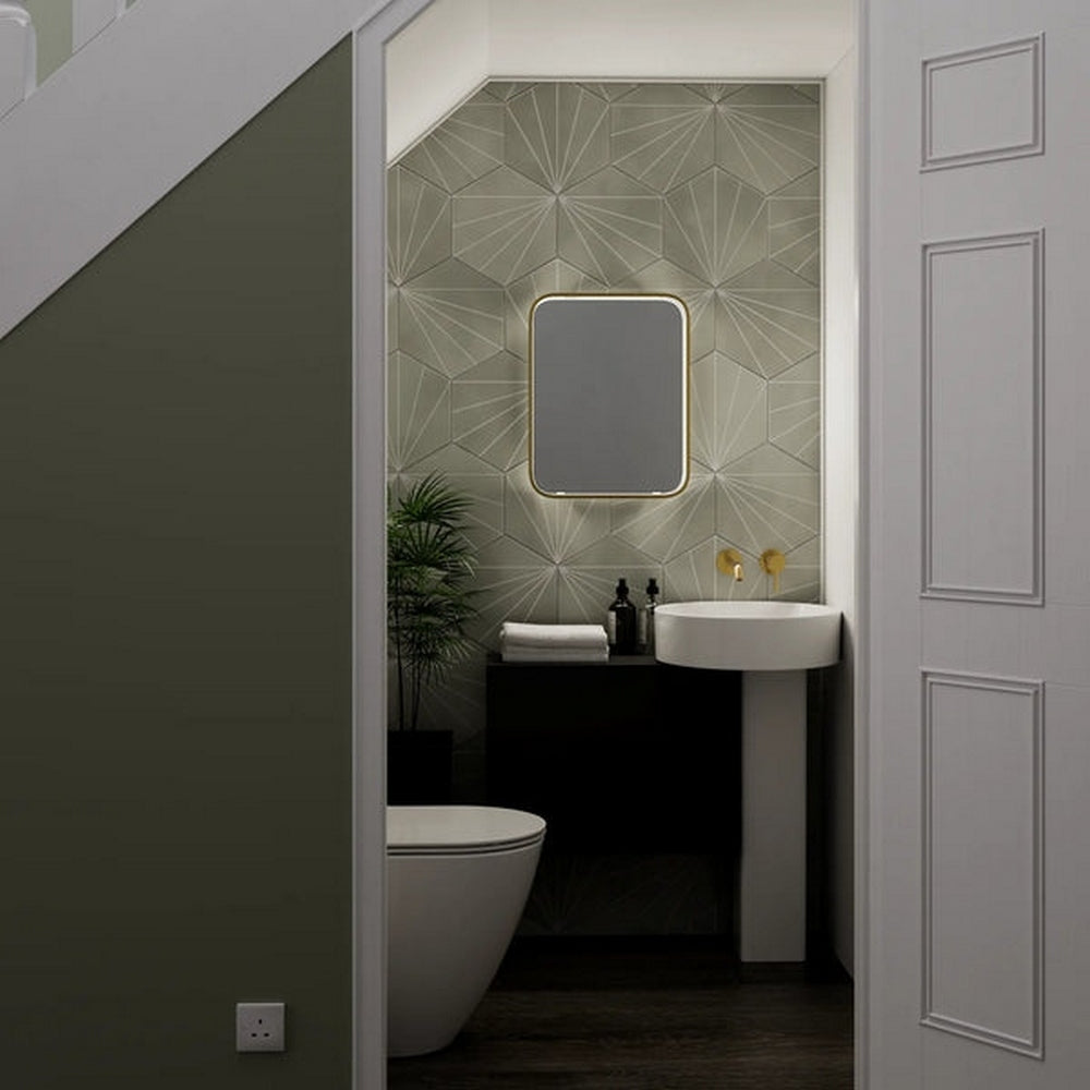 Sensio Aspect Rectangle Brushed Brass Illuminated LED Mirror SE30097C0