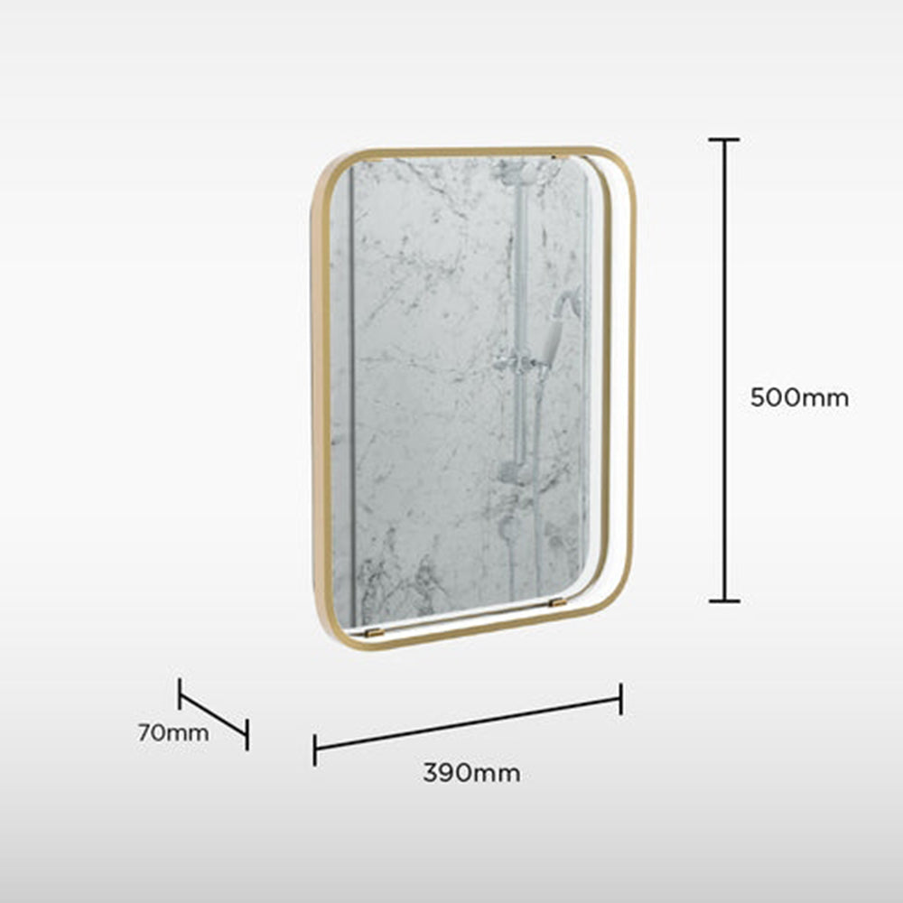 Sensio Aspect Rectangle Brushed Brass Illuminated LED Mirror SE30097C0