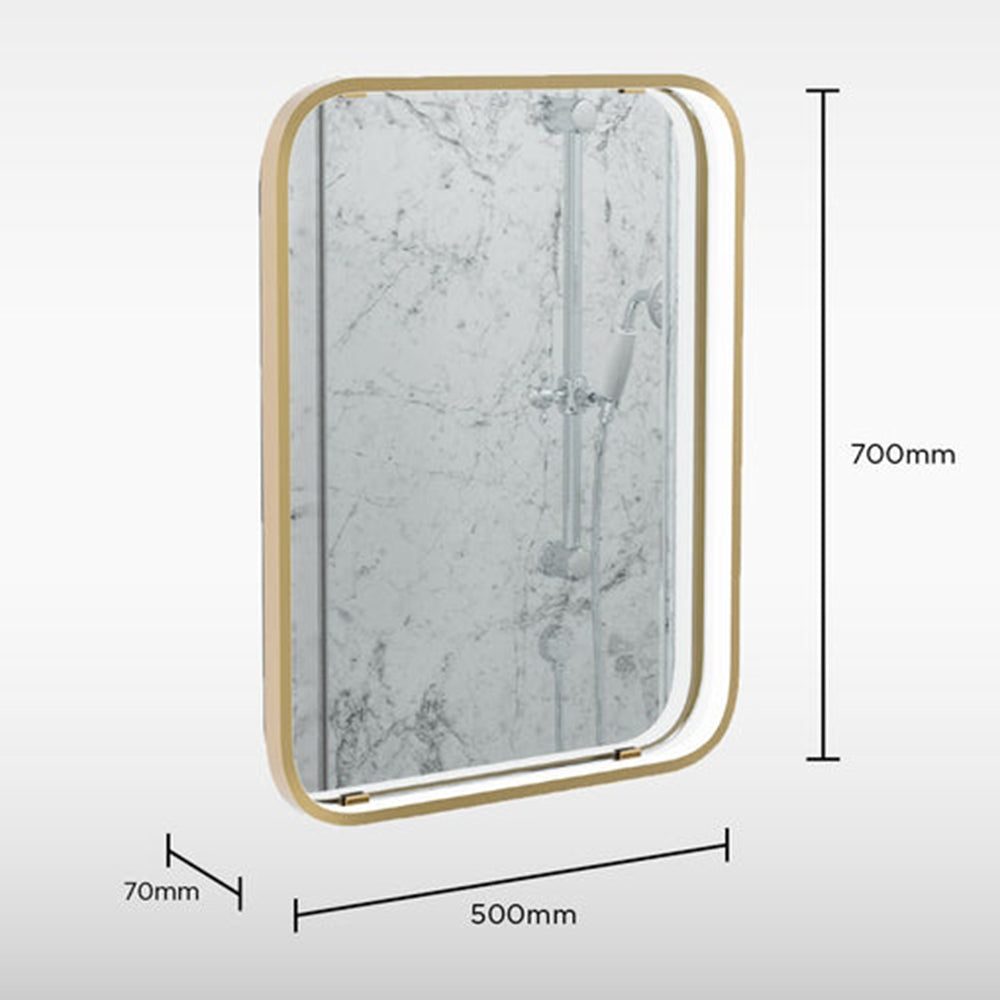 Sensio Aspect Rectangle Brushed Brass Illuminated LED Mirror SE30097C0