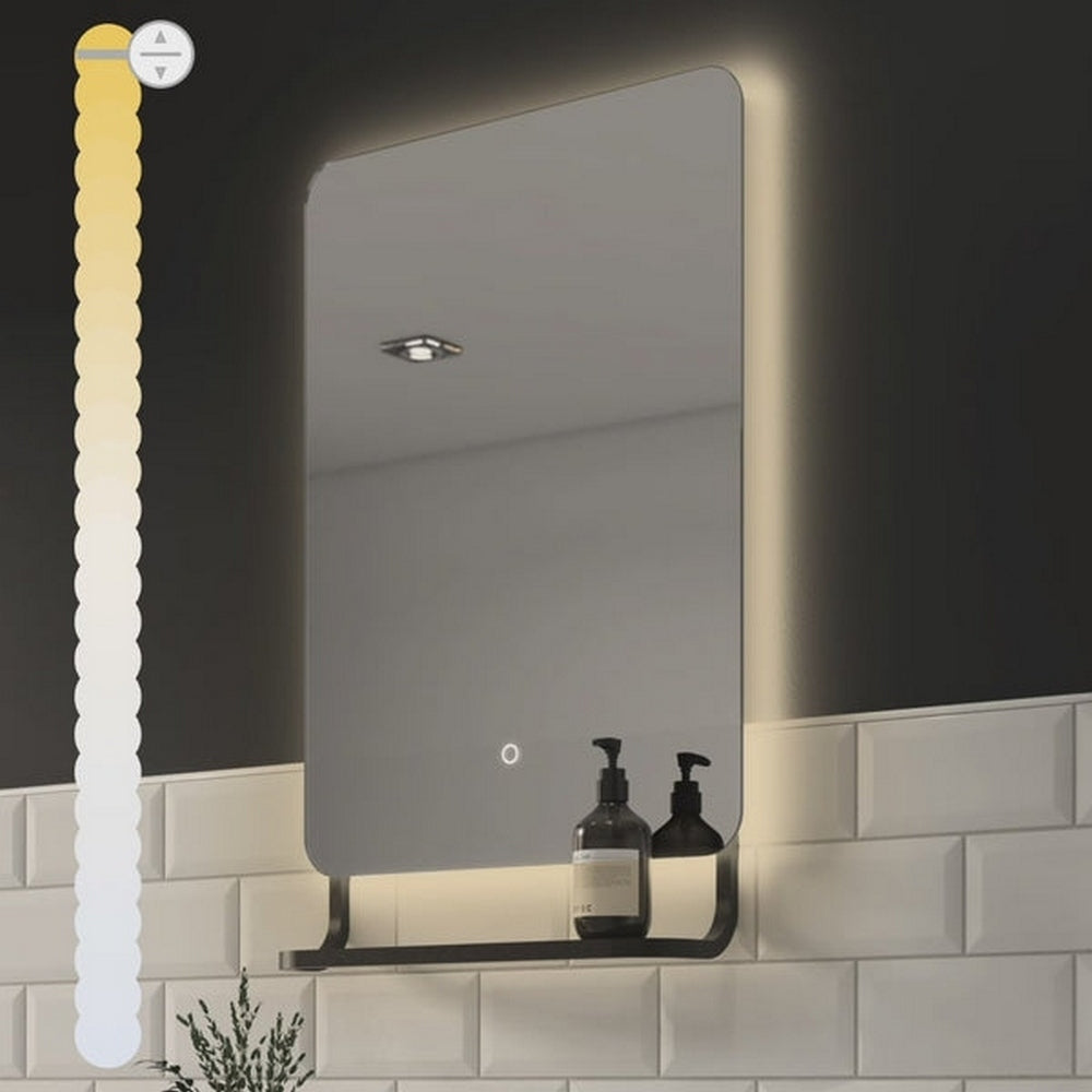 Sensio Harbour 790x500mm CCT LED Mirror with Intergrated Shelf Matt Black SE30098P0