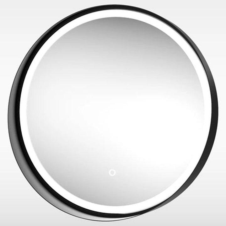 Sensio Dawn Matt Black 600x110mm Round Mirror Frame & Shelf Cool White SE30398T0