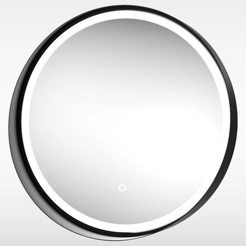 Sensio Dawn Matt Black 600x110mm Round Mirror Frame & Shelf Cool White SE30398T0