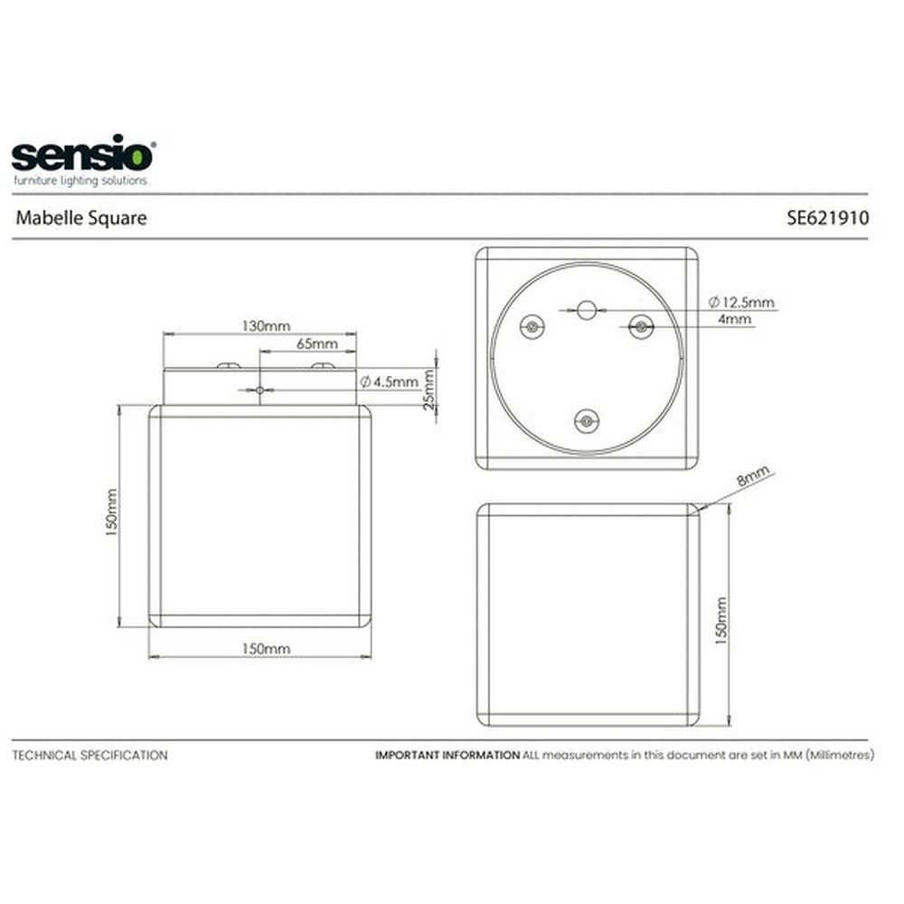 Sensio Mabelle Square - Bathroom Ceiling light - Chrome SE621910