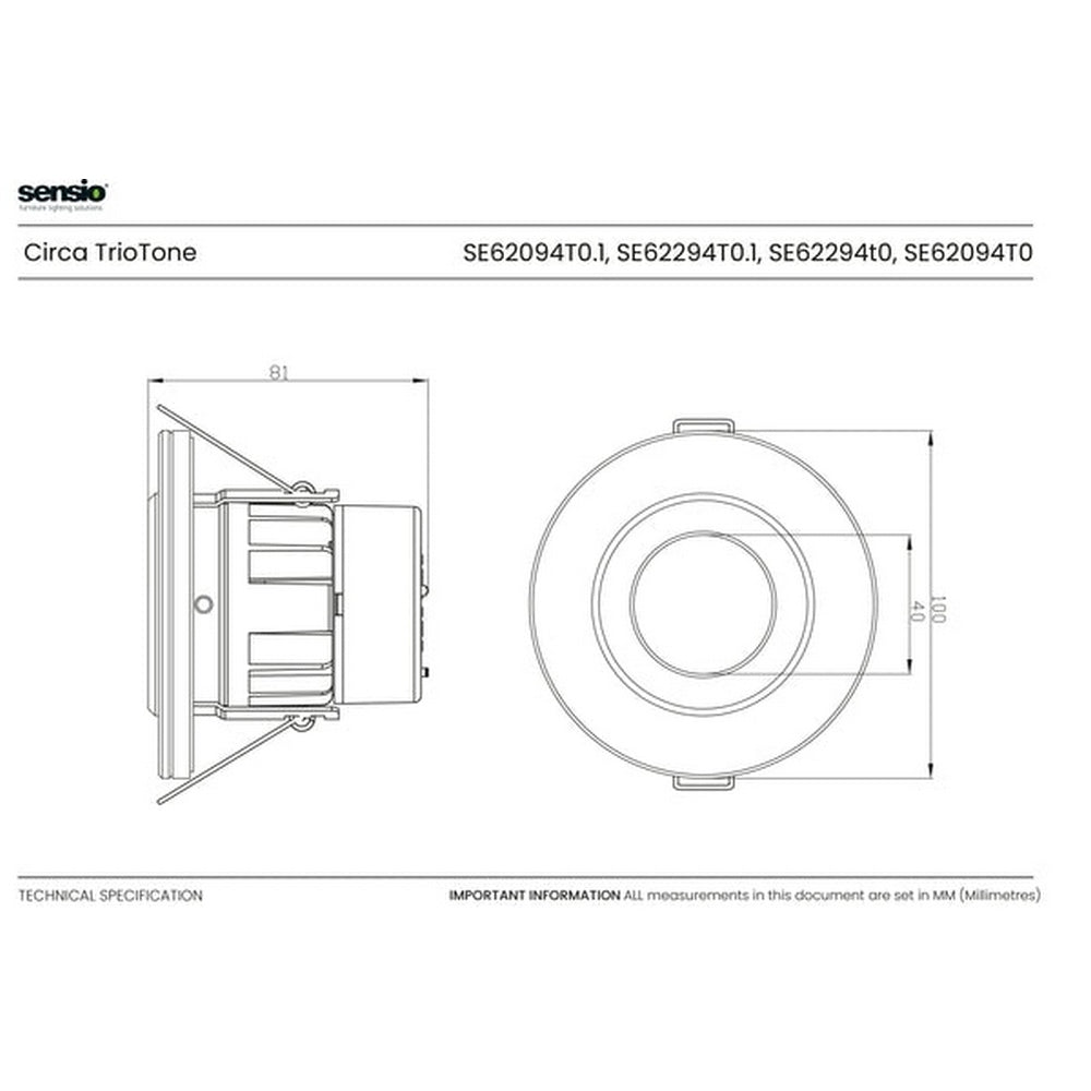 Sensio Circa TrioTone Smoked Glass Dual Power Bezel Downlight SE62294T0.1
