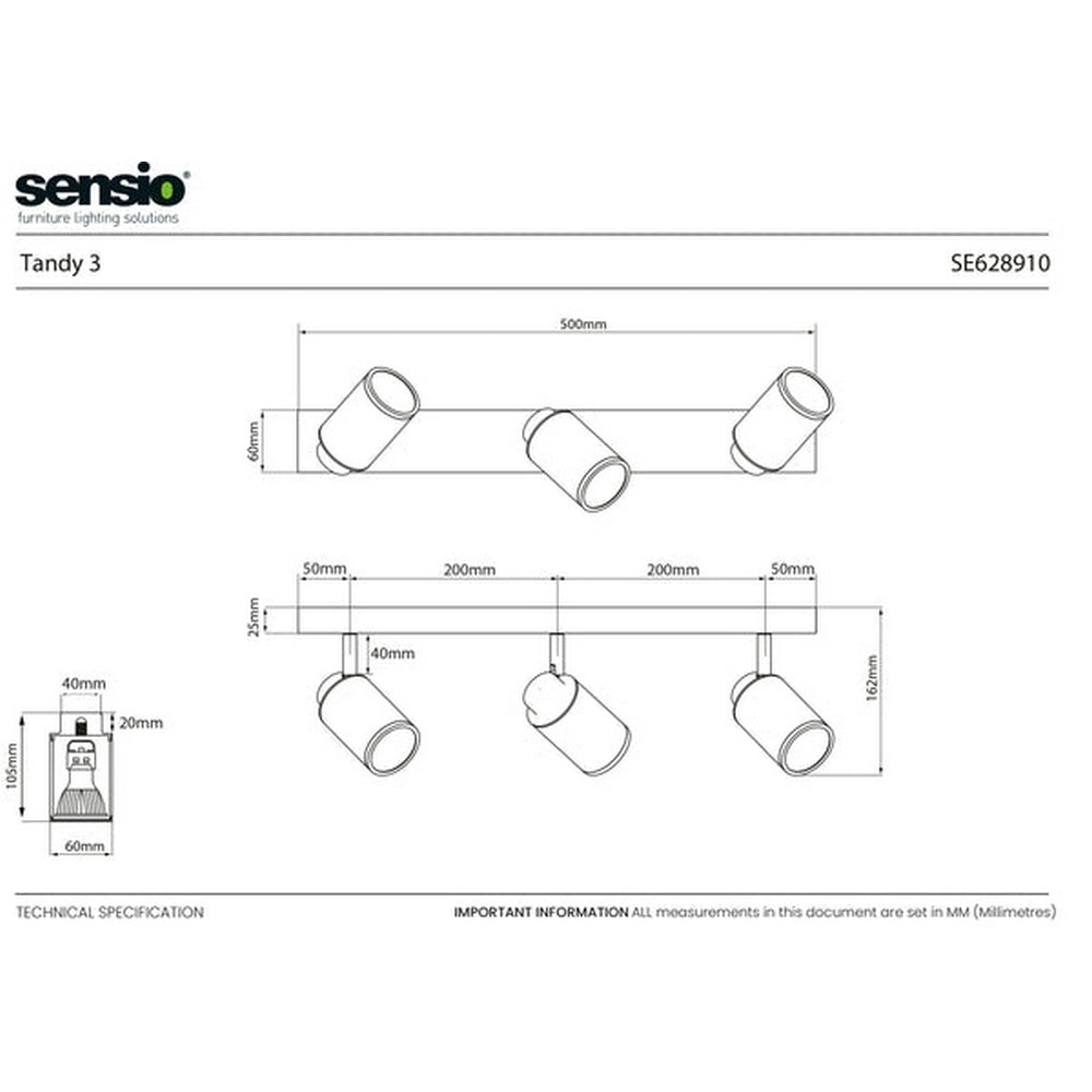 Sensio Tandy 3 - Bathroom Ceiling light - Chrome SE628910