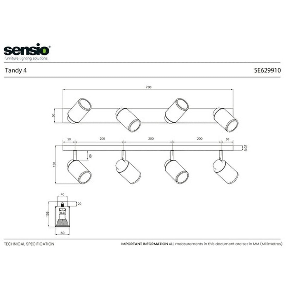 Sensio Tandy 4 - Bathroom Ceiling light - Chrome SE629910