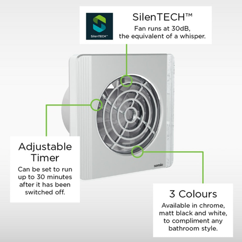 Sensio Layci - Wall Ventilation Fan - Chrome - 100mm SE972910