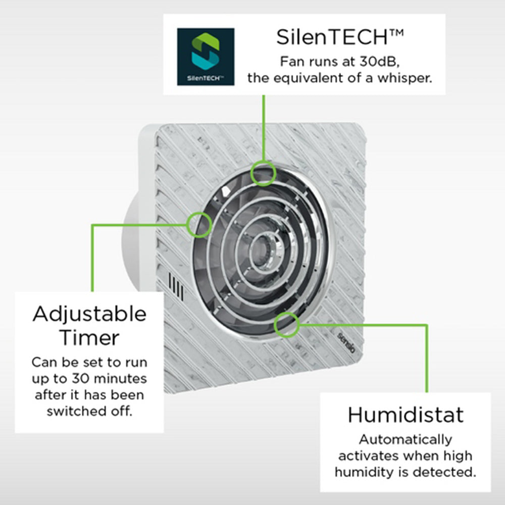 Sensio Drax - Wall Ventilation Fan - Chrome - 100mm SE973910