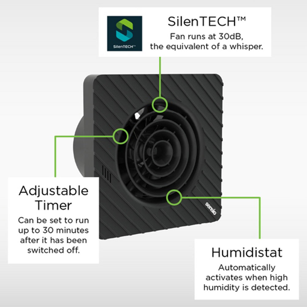 Sensio Drax - Wall Ventilation Fan - Black SE973980