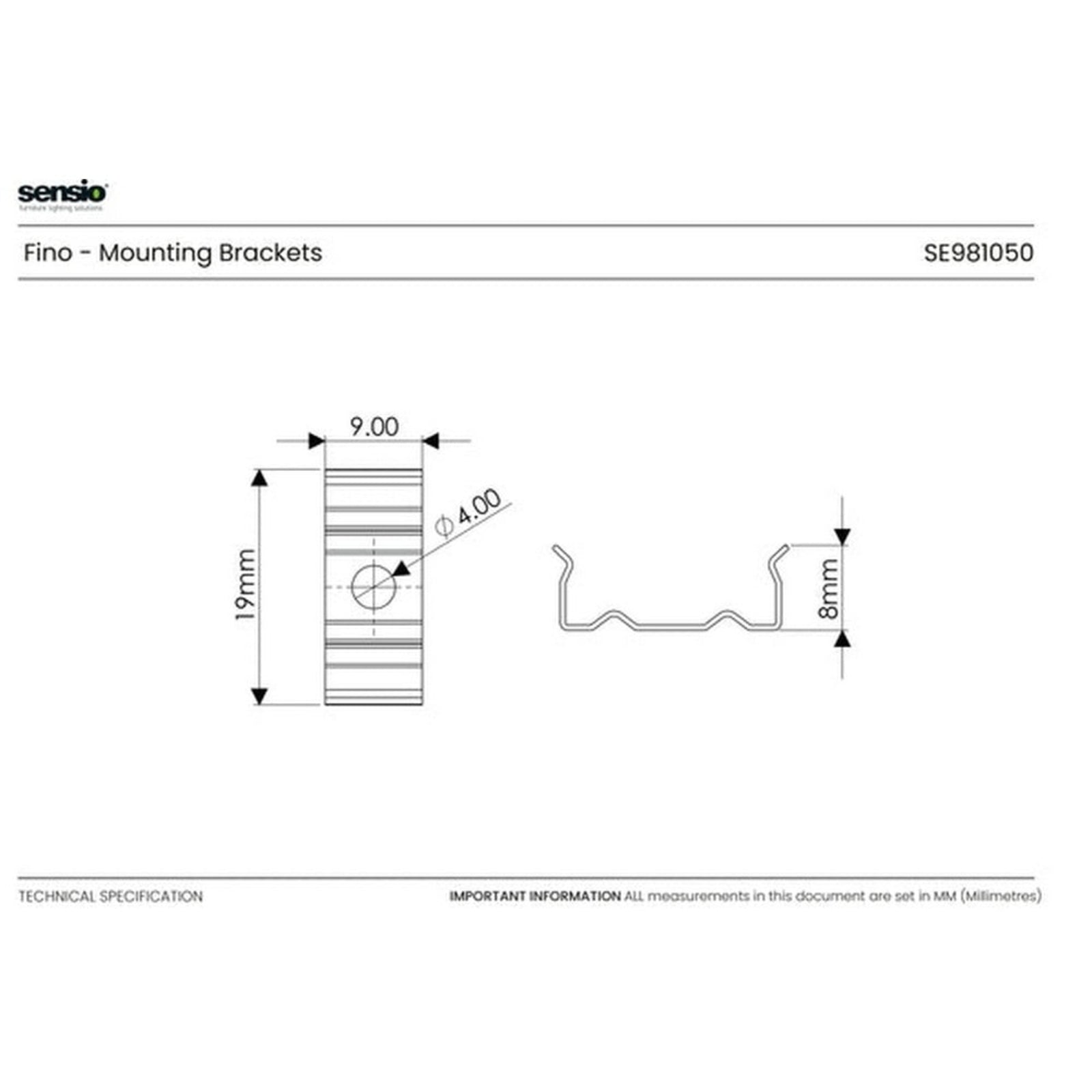Sensio 2 x Additional Mounting Brackets for Recess/Surface Mounted Profile SE981050