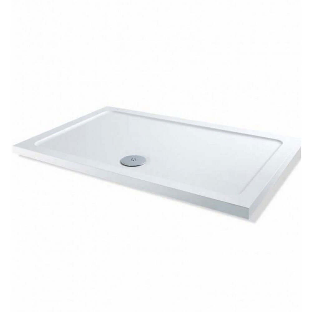 MX White Stone Resin Rectangular Shower Tray 1300 x 700mm SS2