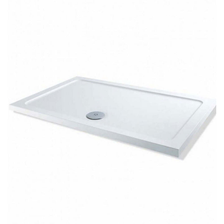 MX White Stone Resin Rectangular Shower Tray 1300 x 700mm SS2