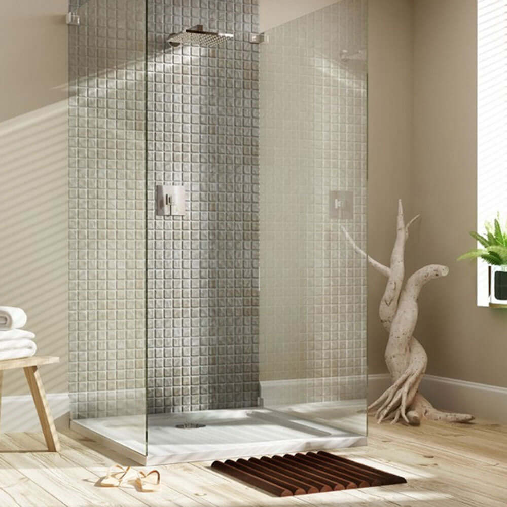 MX White Stone Resin Rectangular Shower Tray 1300 x 700mm SS2
