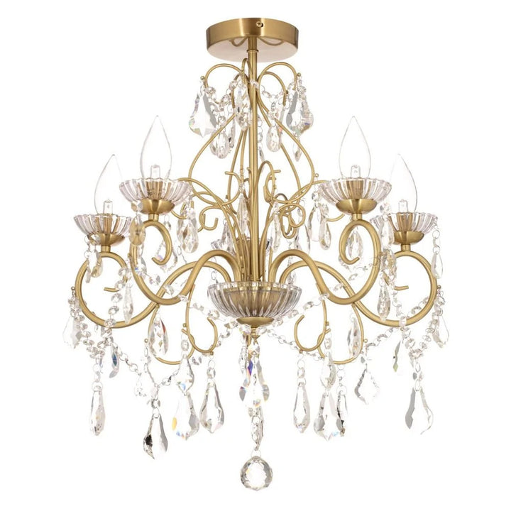 Spa Vela Satin Brass 5 Light Flush Chandelier - SPA-19713-SBRS