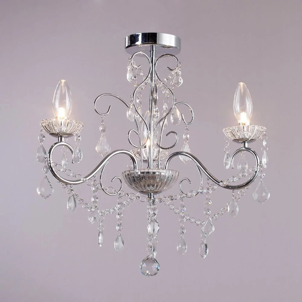 Spa Vela Chrome 3 Light Ceiling Chandelier - SPA-20182-CHR