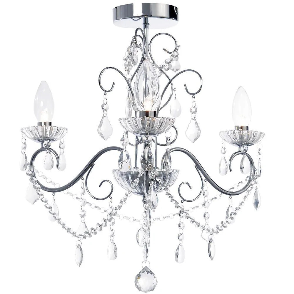 Spa Vela Chrome 3 Light Ceiling Chandelier - SPA-20182-CHR