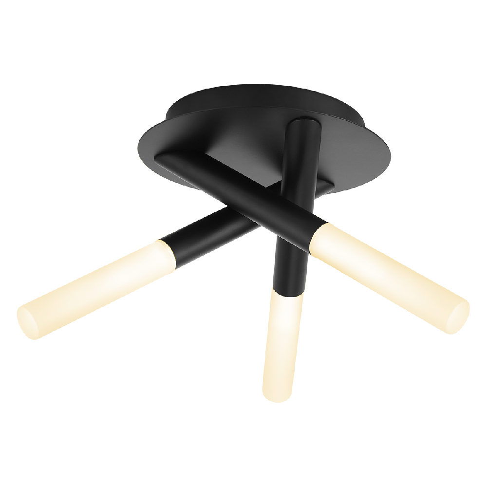 Spa Crux 3LT Matt Black Bathroom Flush Ceiling Light