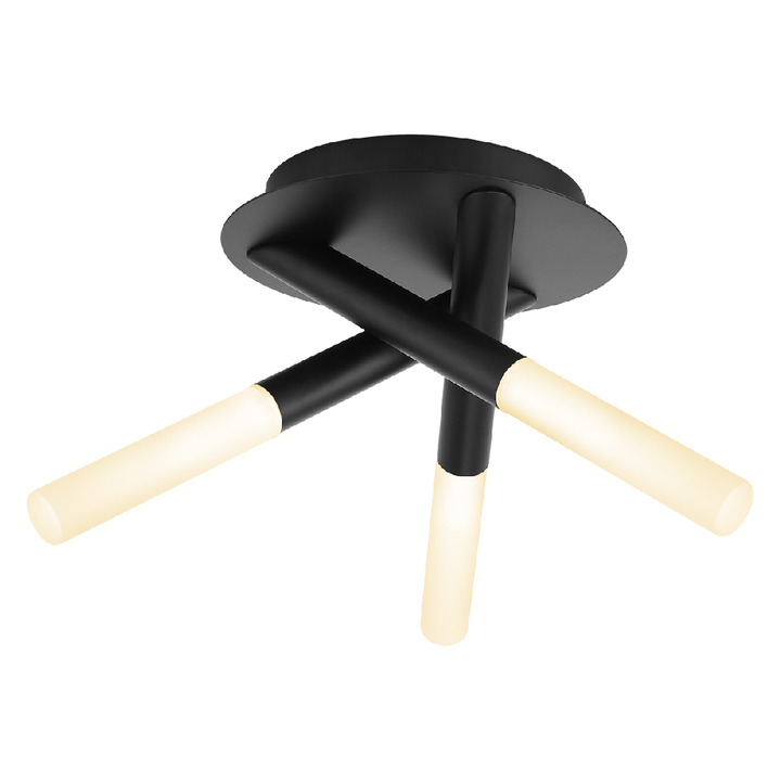 Spa Crux 3LT Matt Black Bathroom Flush Ceiling Light