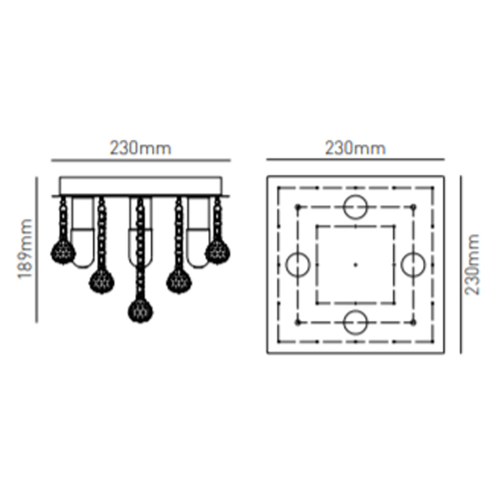 Spa Orlando Chrome Square 4 Light Flush - SPA-24468-CHR