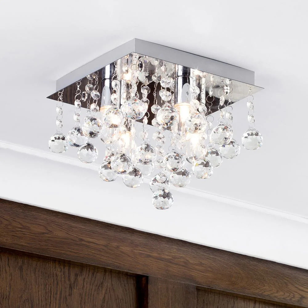 Spa Orlando Chrome Square 4 Light Flush - SPA-24468-CHR