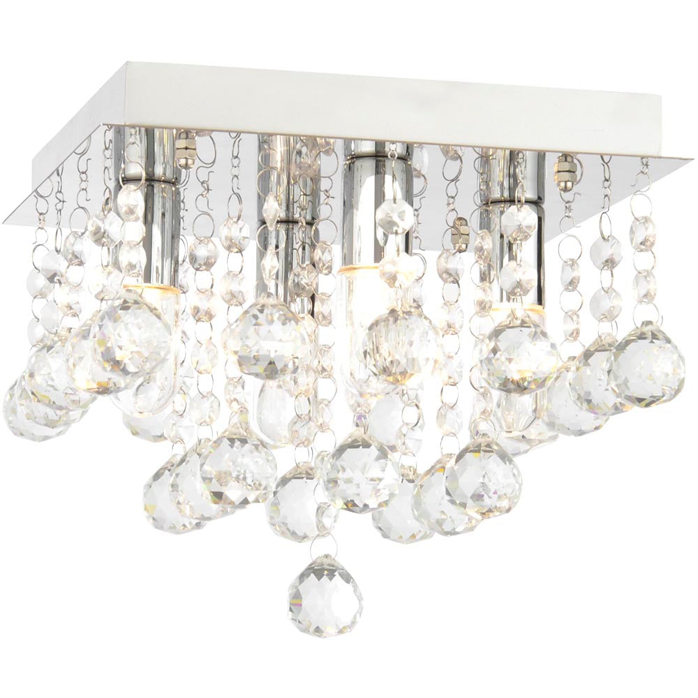 Spa Orlando Chrome Square 4 Light Flush - SPA-24468-CHR