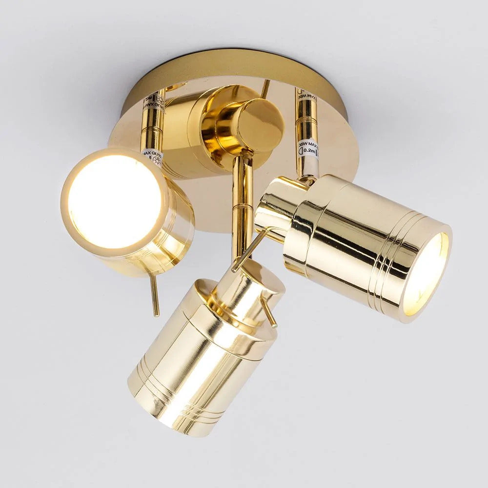 Spa Scorpius Brass 3 Light Round Plate Ceiling Spotlight - SPA-27405-BRS