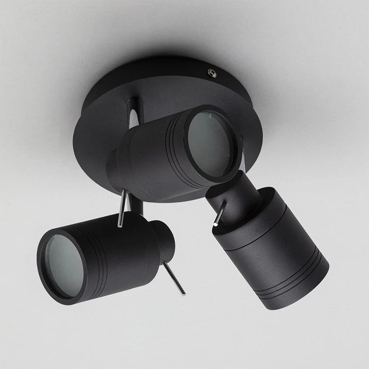 Spa Scorpius Matt Black 3 Light Round Plate Ceiling Spotlight - SPA-27405-MBLK