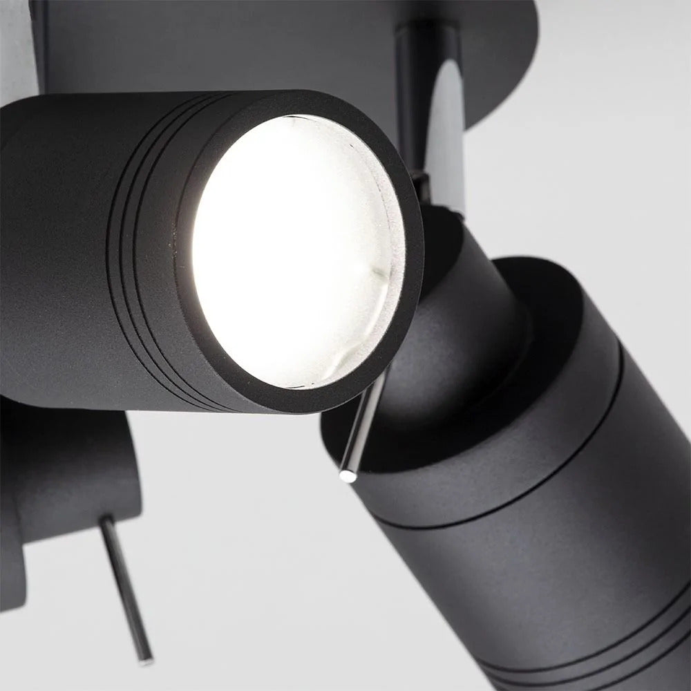 Spa Scorpius Matt Black 3 Light Round Plate Ceiling Spotlight - SPA-27405-MBLK