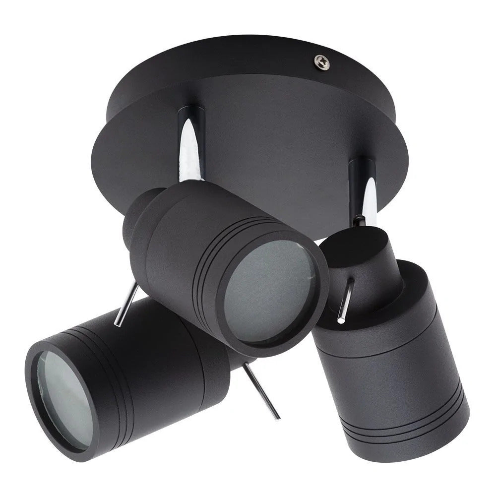 Spa Scorpius Matt Black 3 Light Round Plate Ceiling Spotlight - SPA-27405-MBLK