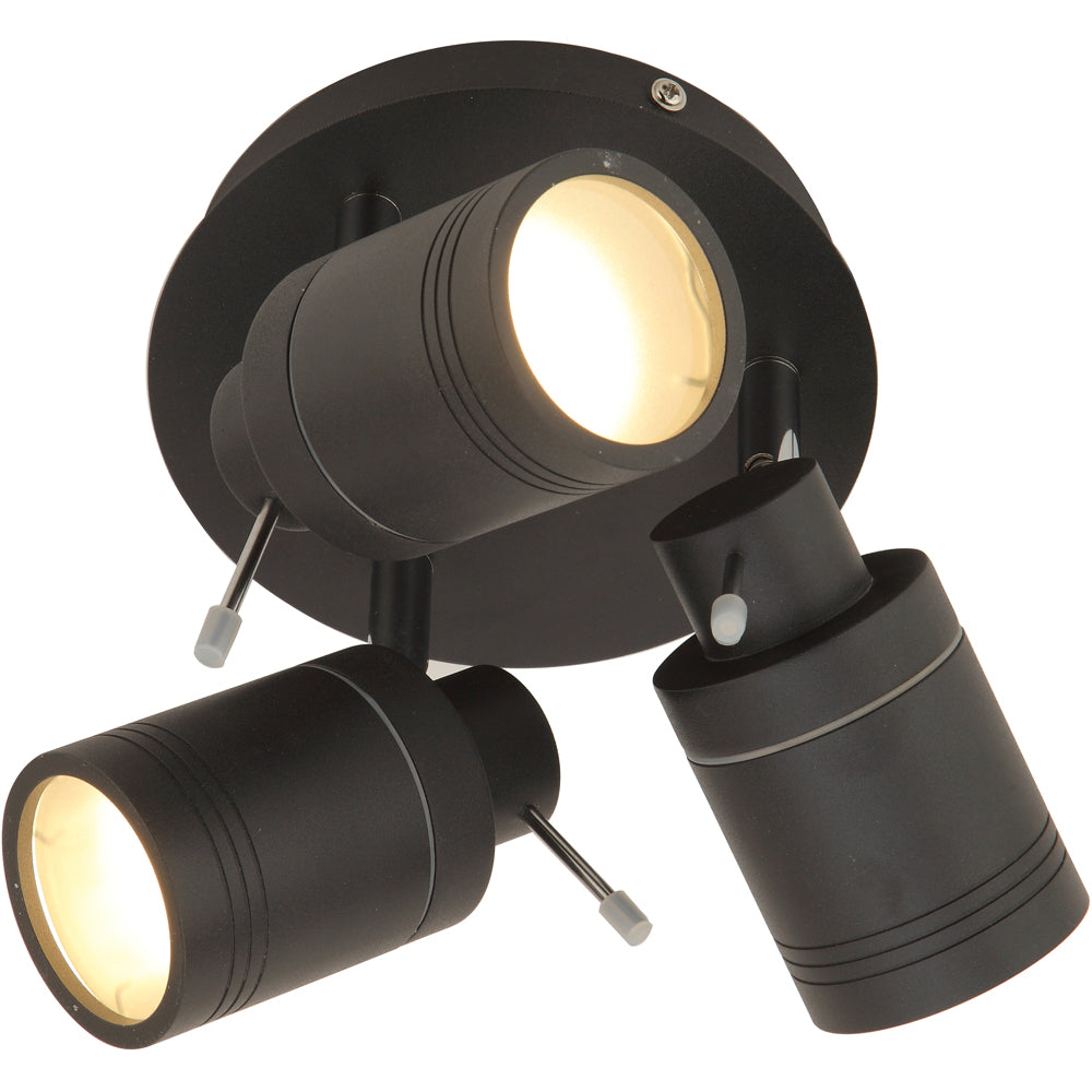 Spa Scorpius Matt Black 3 Light Round Plate Ceiling Spotlight - SPA-27405-MBLK